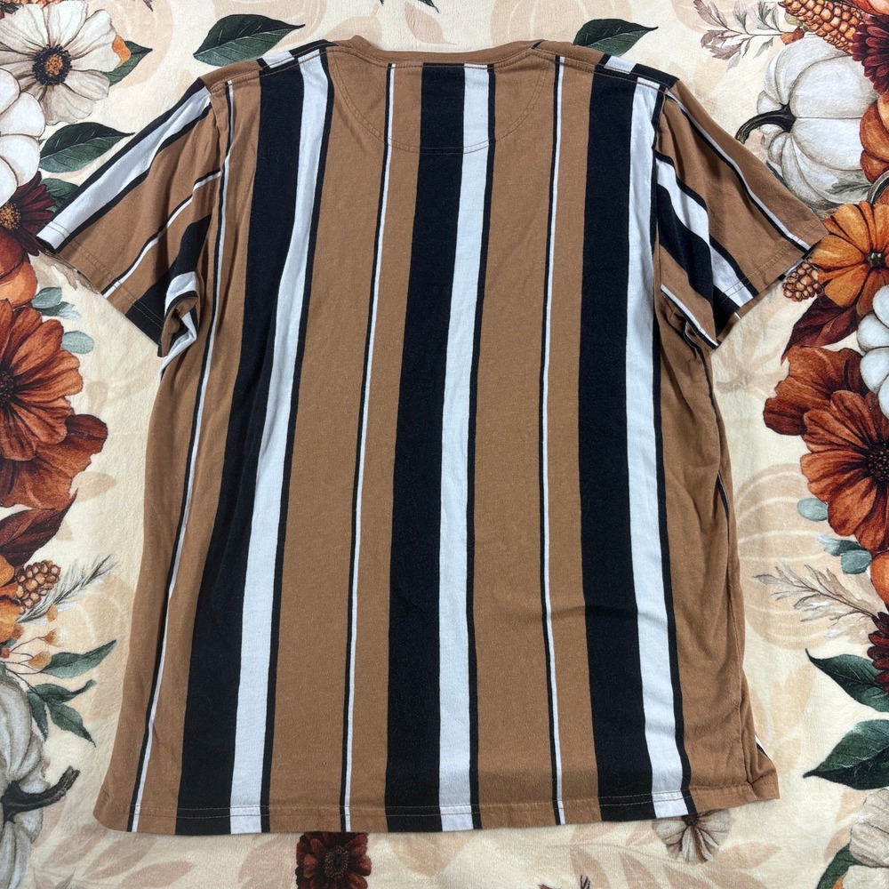 Hollister Must Have Collection Striped T Shirt Mens Cotton Brown Black Size XL - Picture 3 of 5